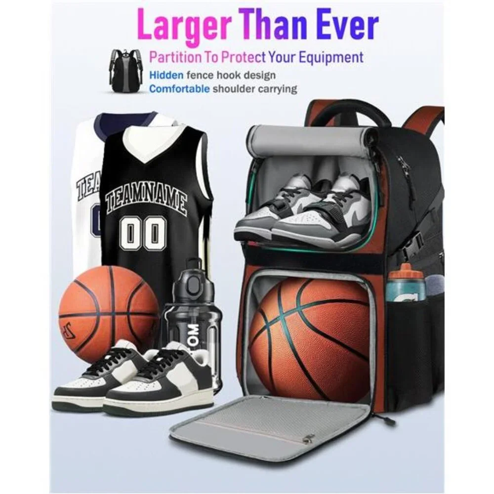 New Basketball Bag Backpack with Ball Holder Shoes Compartment, Large Basketball